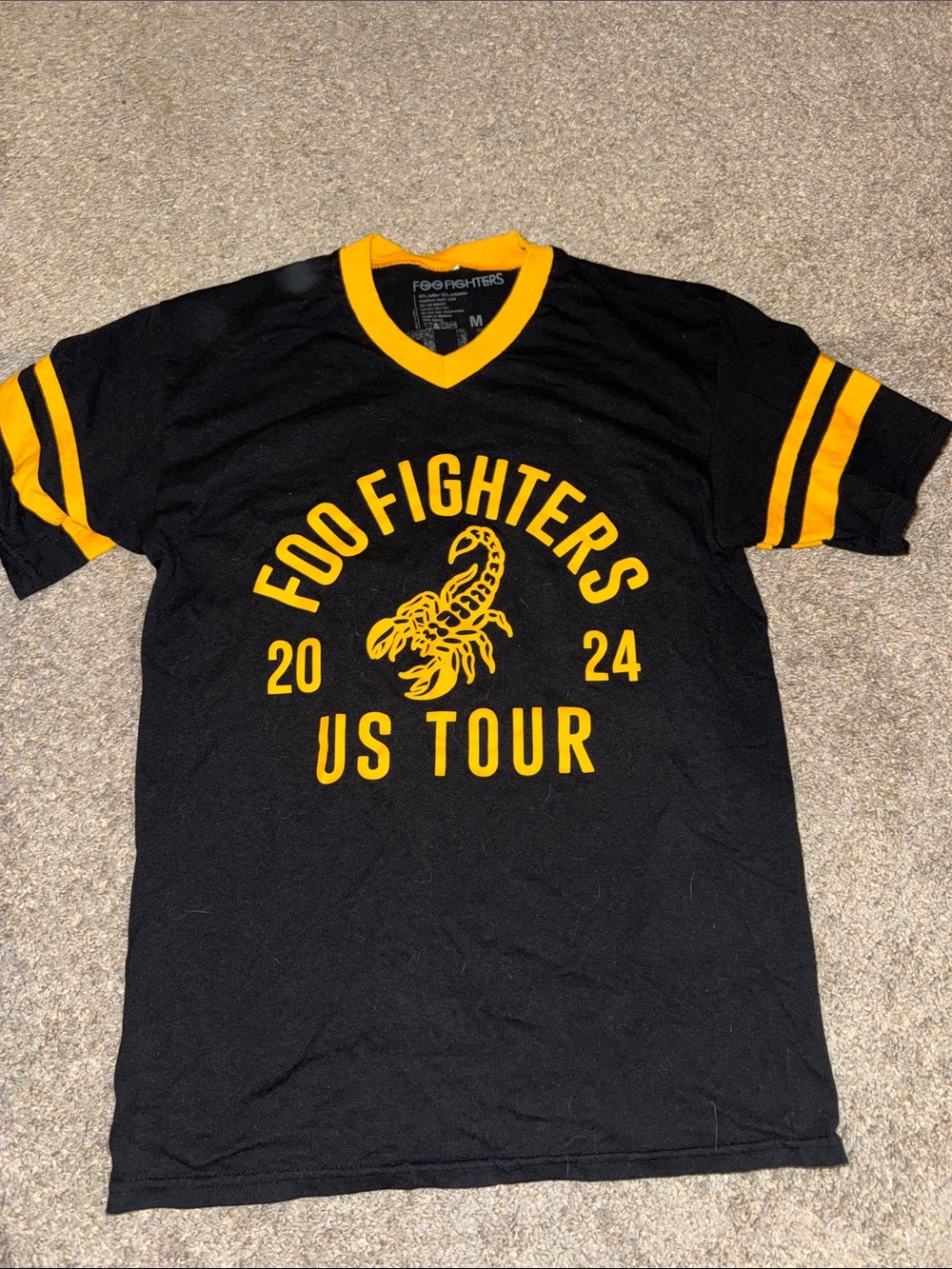 Foo Fighters 2024 US Tour Black & Yellow V-Neck Tee